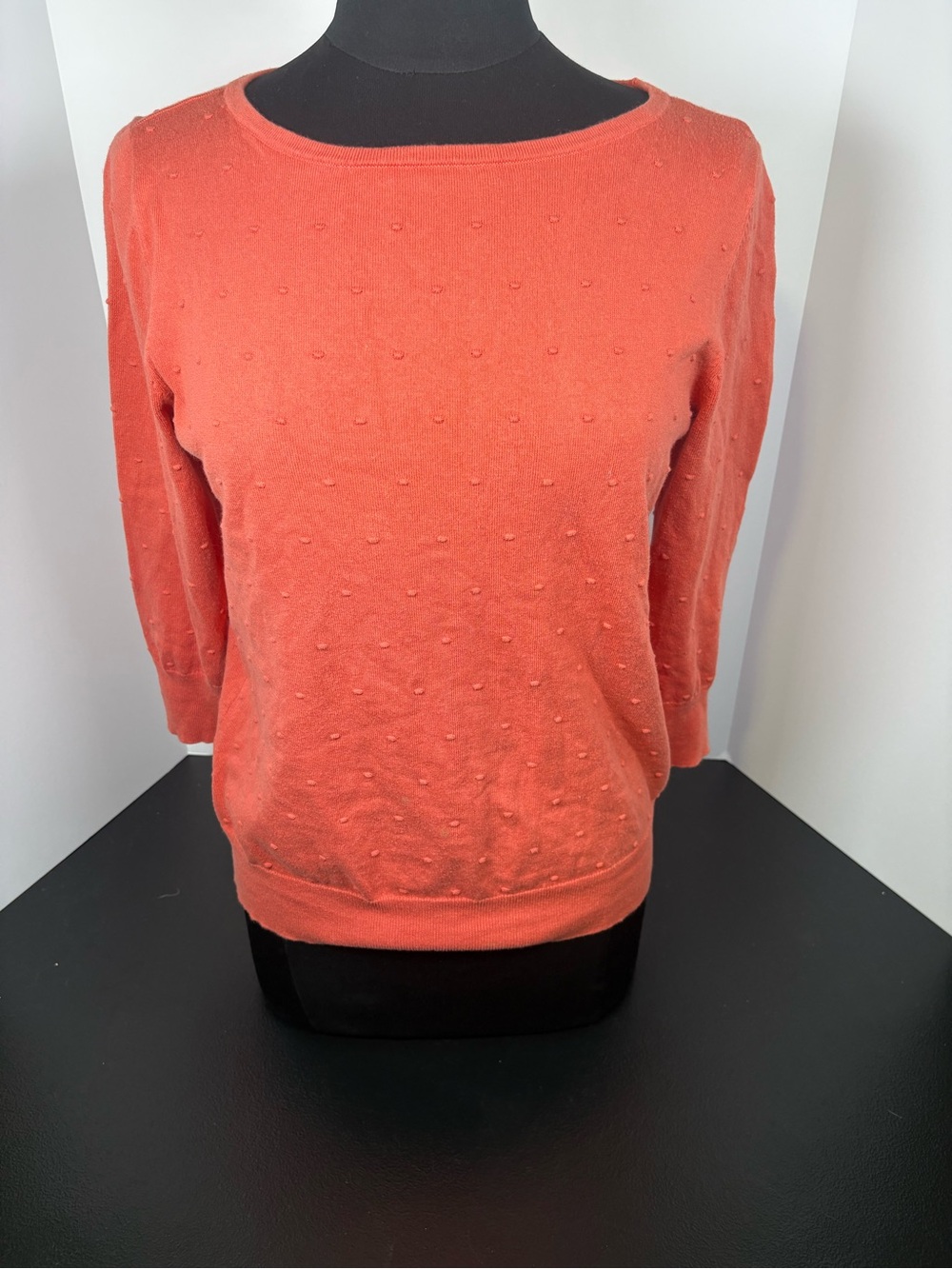 Ann Taylor Factory Coral Dot-Textured Boatneck Sweater